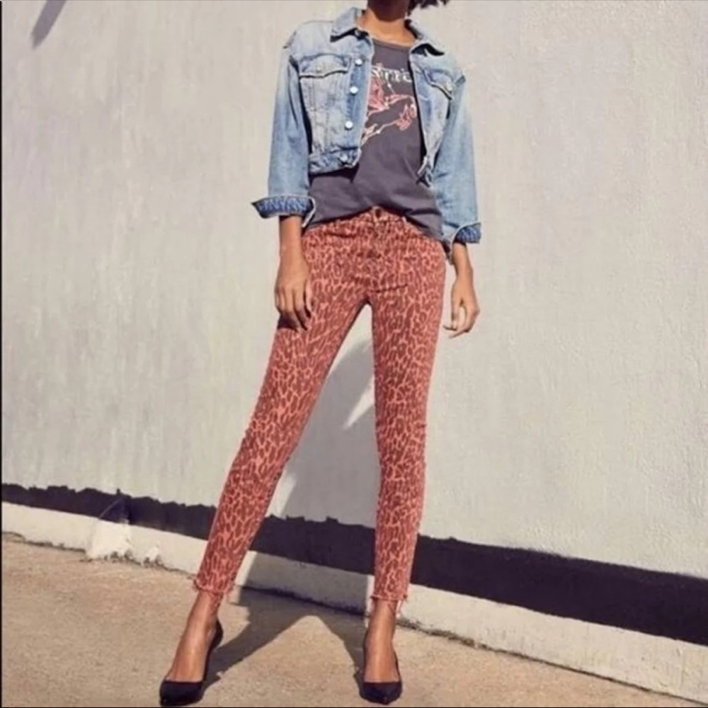 Mother High waisted leopard ankle crop jeans